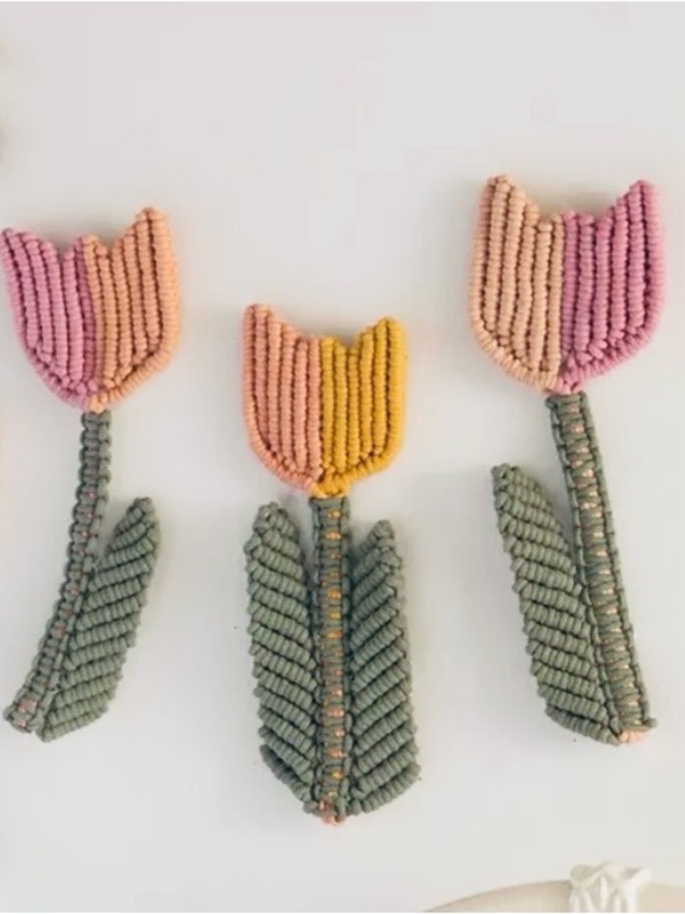 Set/3 Macrame Tulip Wall Hanging